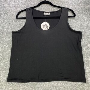 Jolie & Joy Womens Tank Top Black Sleeveless Casual Basic Top 1X Plus‎ Size